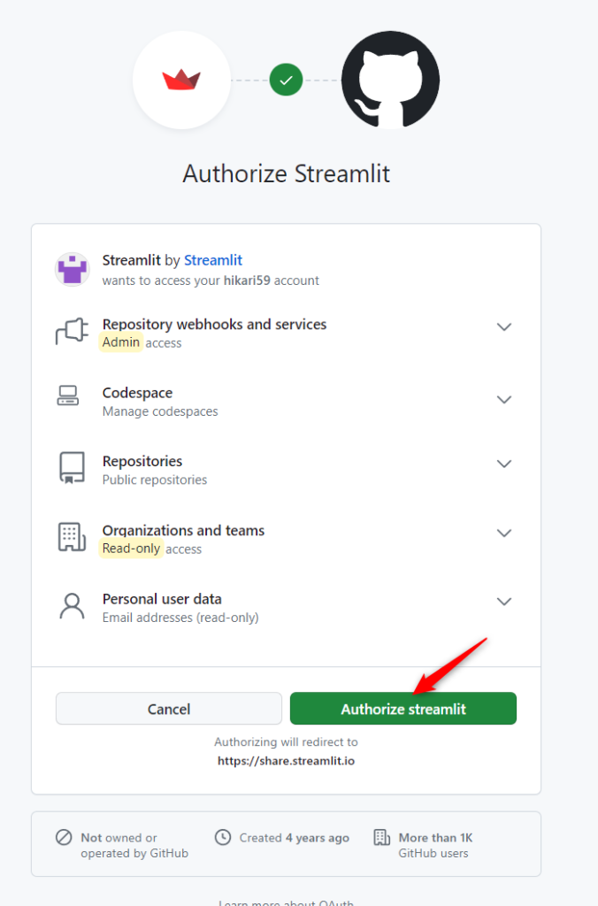 Authorize streamlit