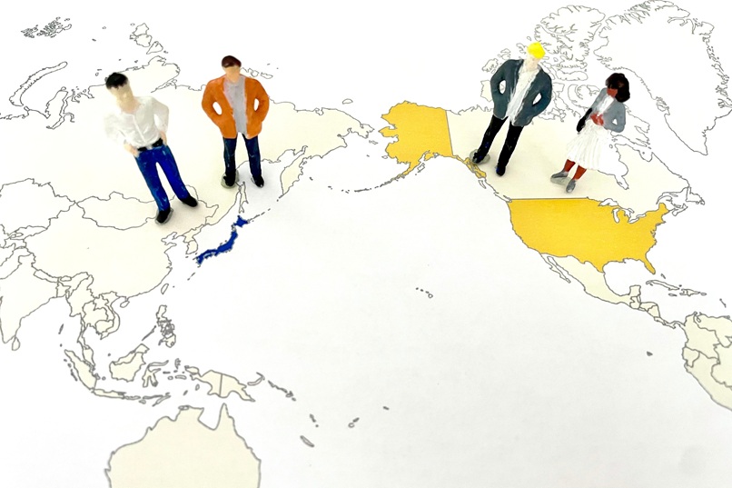 日本とアメリカの取引とビジネスマン