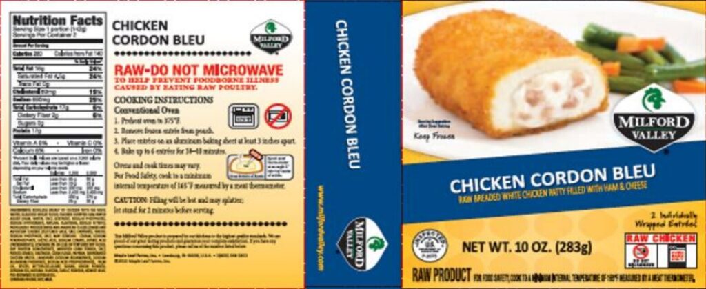 Serenade Foods Recalls Frozen Raw Breaded Stuffed Chicken Products due to Possible Salmonella Enteritidis Contamination