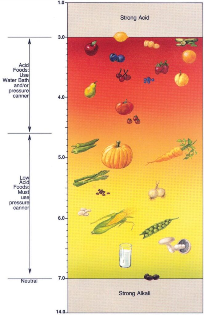 Low-acid foods and acid foods