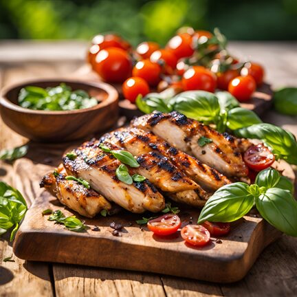 Grilled basil chicken