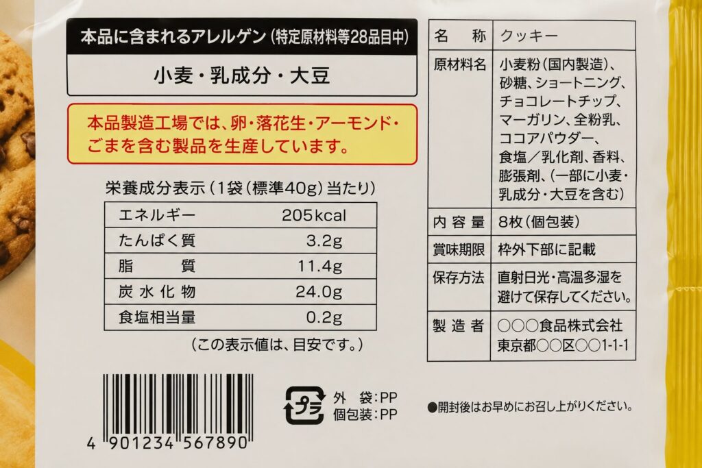 本品製造工場では○○(特定原材料等の名称)を含む製品を生産しています。